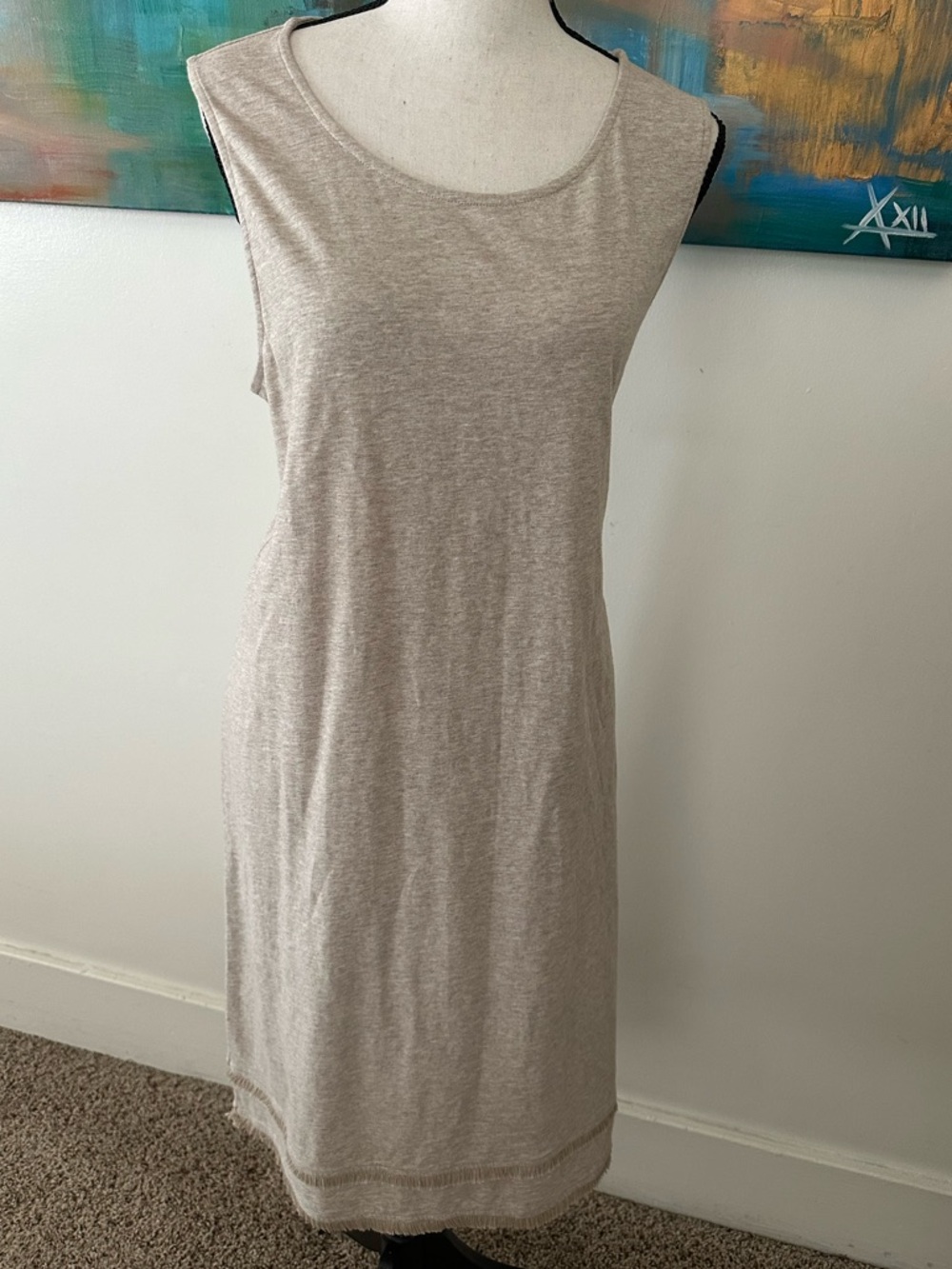 Chico’s NWT Fringe Hem Sleeveless Cotton T Shirt Dress Size 2 or Large